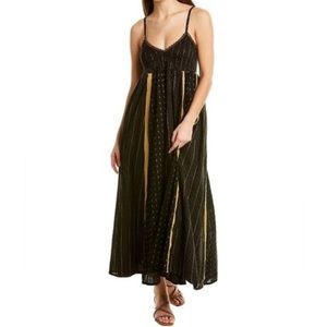 AREA Astars, Black & Gold Maxi Dress, size L